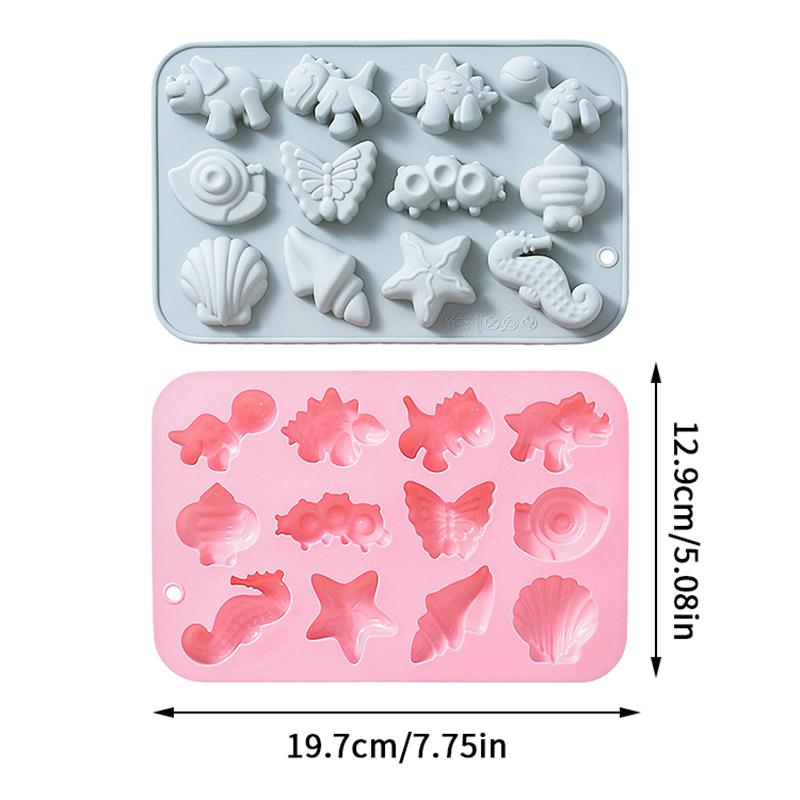Silicone Chocolate Mold With Animal Insect Marine Theme Dinosaur Butterfly Seashell Starfish Handmade Soap Mold