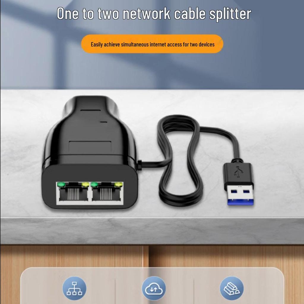 Dual Port Network Cable Splitter for Simultaneous Internet Access