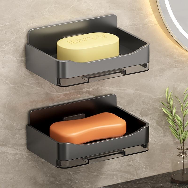 Wandmontierter Seifenhalter Badezimmer-Organizer mit Ablagefläche Aluminium Selbstentwässernder Seifenretter für Dusche Badezimmer Waschtisch