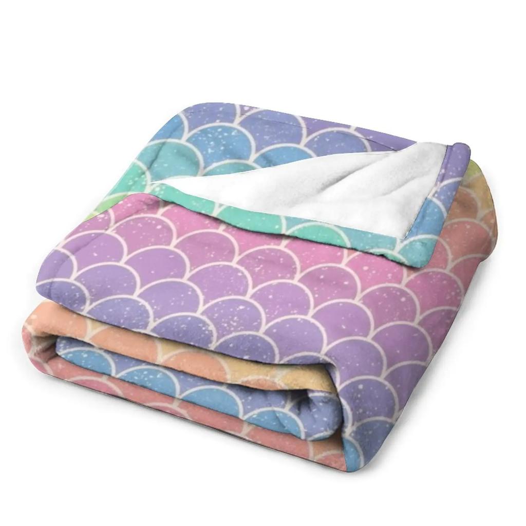 Pastel Rainbow Glitter Mermaid Scales Throw Blanket Luxury St Blanket Decorative Sofa Blanket