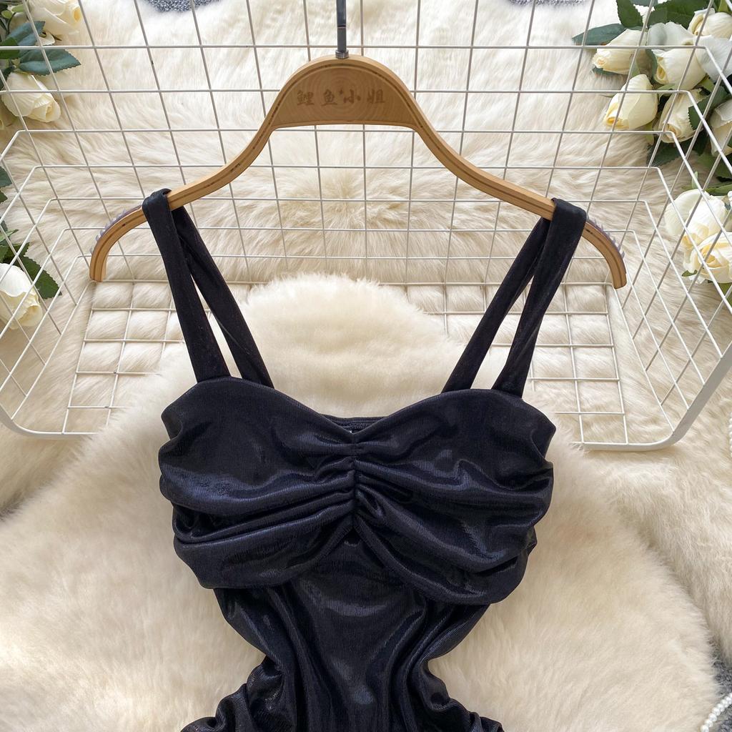 Sommer Dame V-hals Spaghettistropp Mini Kort Sexy Klubbfest Slim Bodycon Futteralkjoler