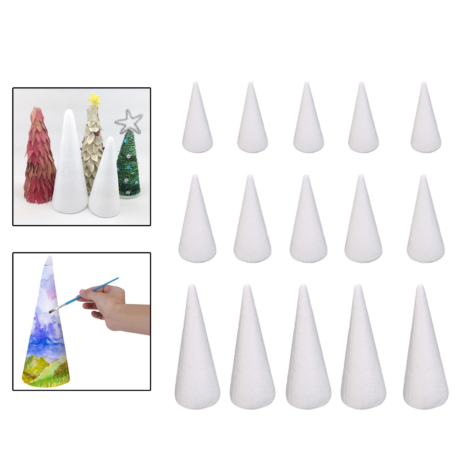 

15x Craft Foam Cones DIY Home Project Cake Topper Christmas Tree for Table Centerpiece Celebration Party Activities Crafting