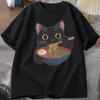 Japanese Ramen Cat T-Shirt Cute Cartoon Short-Sleeve Top Exclusively for Cat Lovers Wear Graphic T Shirts