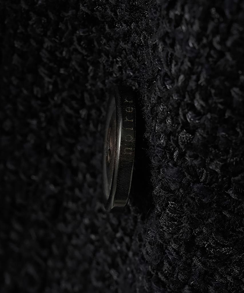 Noirer Fancy Tweed Double-Breasted Coat (Black)