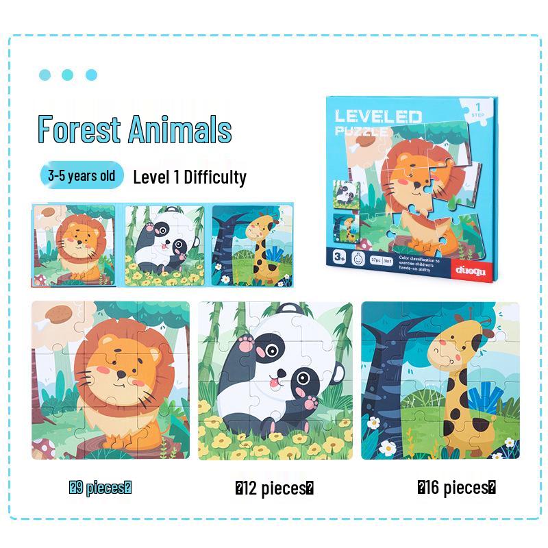 Magnetic Animal & Transport Puzzle Set for Early Childhood - Levels 1 To 5