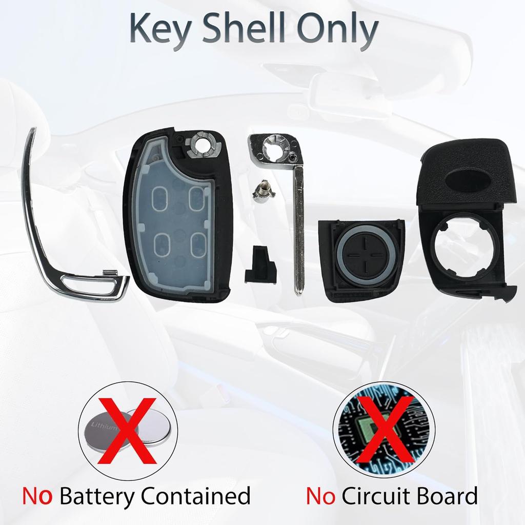 Flip Key Fob Shell Case Replacement Fits for Hyundai Sonata Santa Fe 2013 2014 2015 2016 2017 2018   Keyless Entry Folding Key Remote Control 4
