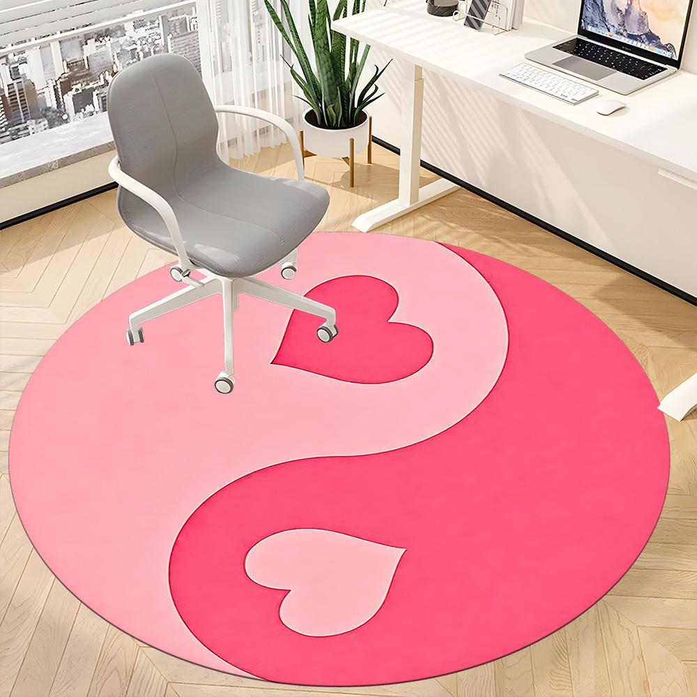 1 Stück Liebe Harmonie Büro Runder Teppich, Matte Geeignet Für Büro, Unter Bürostühlen Schlafzimmer Wohnzimmer Heimdekoration, Zimmer Deko