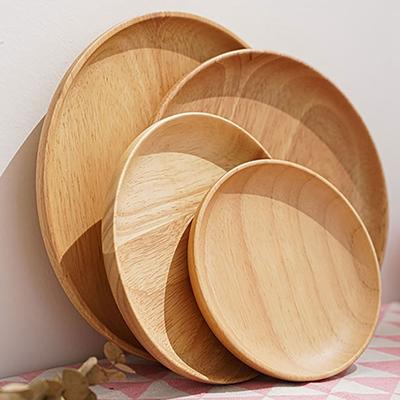 Japanese Round Tableware Hand-made Unbreakable Dessert Plate Wood Plate Tea Tray Snack Plate