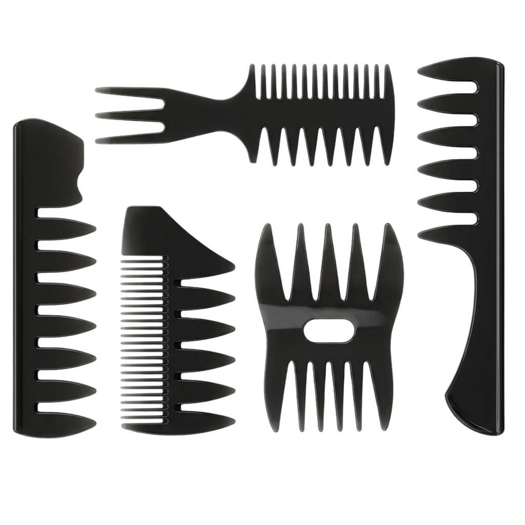 FEGOR Salon Professional Hair Comb Set of 5 – Barber Styling, Texture, Cutting & Detangling Combs, Double-Sided Hair Care Accessories for Men & B