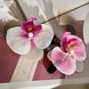 Set of 2 French Floral Hair Grip Pink Orchids Flower Hairpin Stylish Hair Grips for Girl Sweet Side Barrettes Jewelry