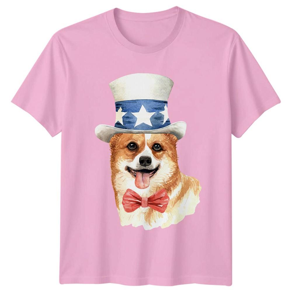 Patriotic Corgi Dog USA Flag Hat Unisexs TShirt