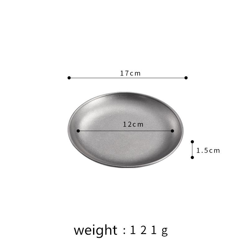 Retro korejský nerezový úložný tác na potraviny, ovocný dort, steak, kulatý talíř, dekorativní mělké nádobí, kuchyňský organizér