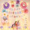 Children's Birthday Banner Set, Girl Unicorn Balloon, First Birthday Party Scene Decoration, Background Wall Supplies