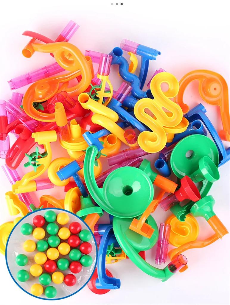 50-142PCS Marble Run Race Track Constructing Blocks Children Toys 3D Maze Ball Roll Plaything DIY Coaster Set Christmas Gift