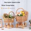 Poussette Style INS Panier en Osier - Rangement Jouets en Peluche & Accessoire Photographie Enfant