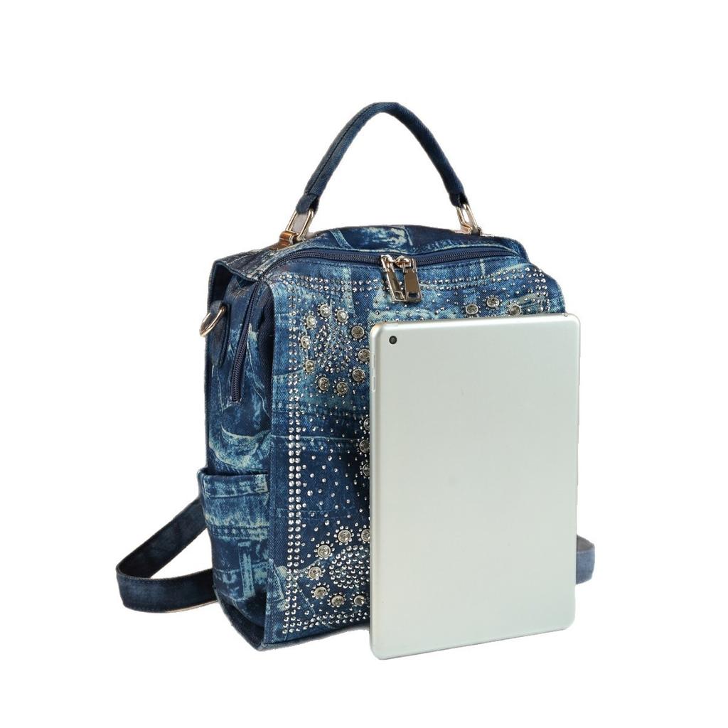 Bags, Fashionable Women'S Diamond-Encrusted Trendy Denim Shoulder Messenger Bag Casual Commuter Handbag Women