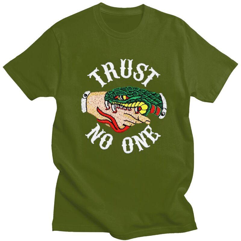 Custom Trust No One T Shirts for Men 100 Cotton Tees Tshirts ShortSleeve Fashion Tshirt