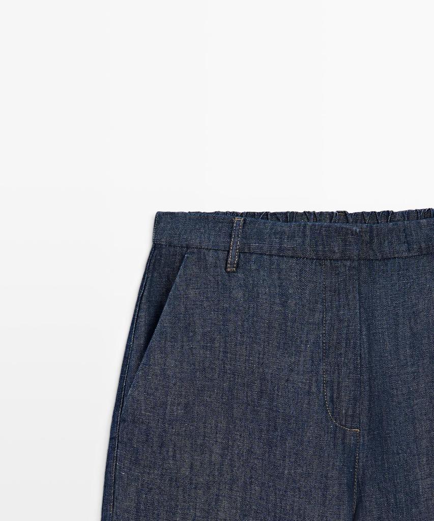 Masimodutti Linen Blend Wide Leg Denim Pants