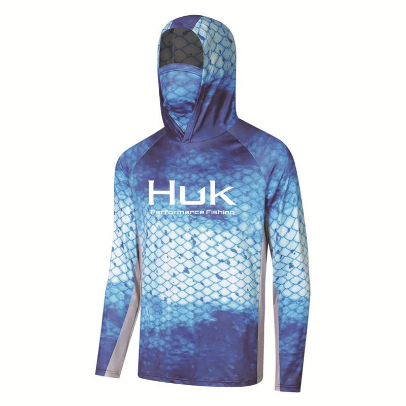 Huk Camouflage Sea Fishing Hooded Jacket - Sun Protection, Anti-Mosquito Milk Silk Clothing
