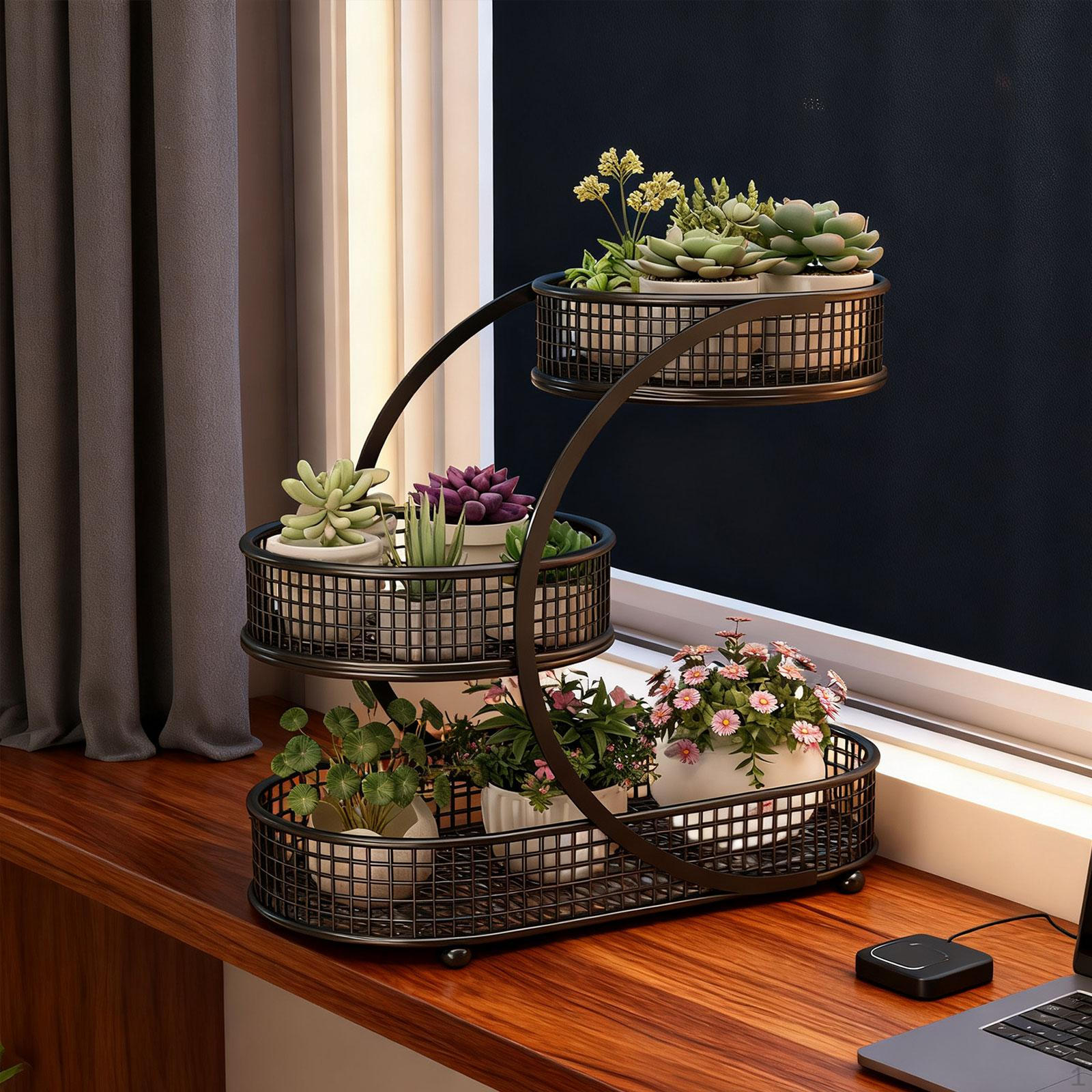 

3-Tier Decorative Metal Fruit Organizer for Storing Fruits, Vegetables And Snacks on The Kitchen чорний