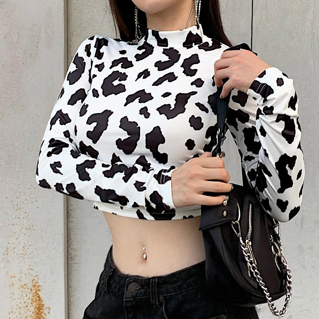 cow crop top long sleeve