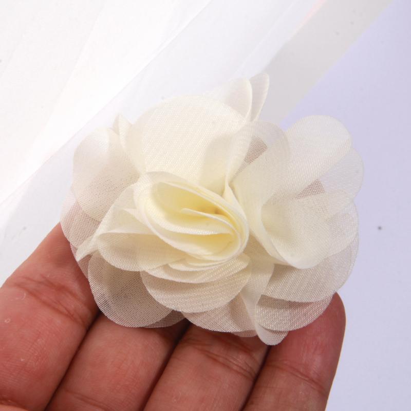 10 Stück 2,6" Tüll Niedlich Handgefertigt Kern Organza Chiffon Stoff Künstliche Gaze Blume Hochzeitskleid Hüte Stirnband Brosche DIY Zuhause