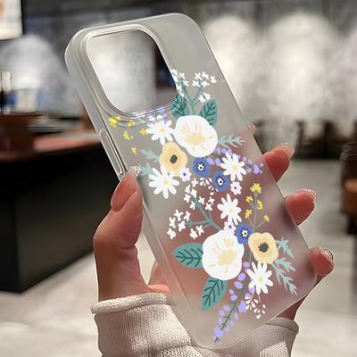 Mobile Phone Cases for iPhone 11 13 15 Pro Max 12 14 Pro Max Case iPhone 16 15 Plus 13 Pro 12 Frosted Texture Painted Cartoon Flowers