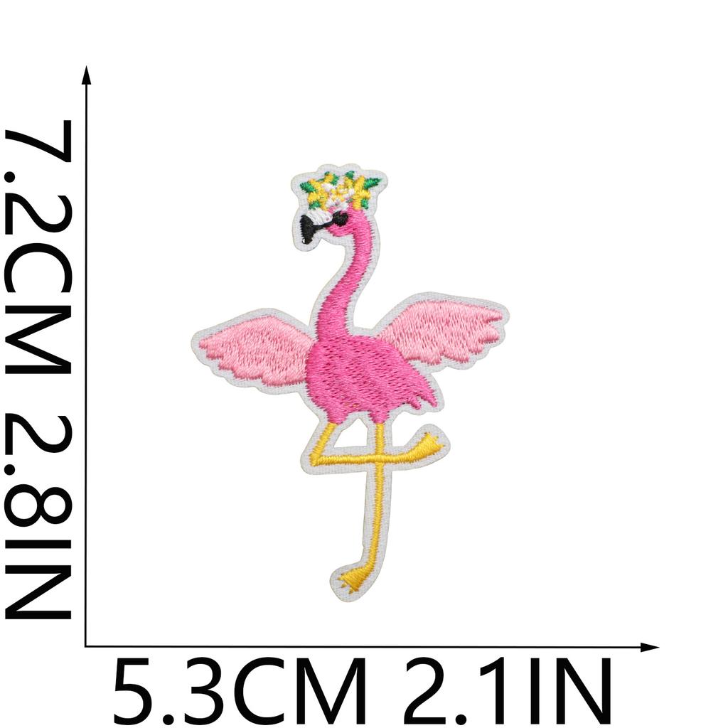 Flamingo Big Bird Embroidery Cloth Sticker Bag Decoration Cartoon Flamingo Patch Sticker Computer Embroidery Label Pink Love Bird