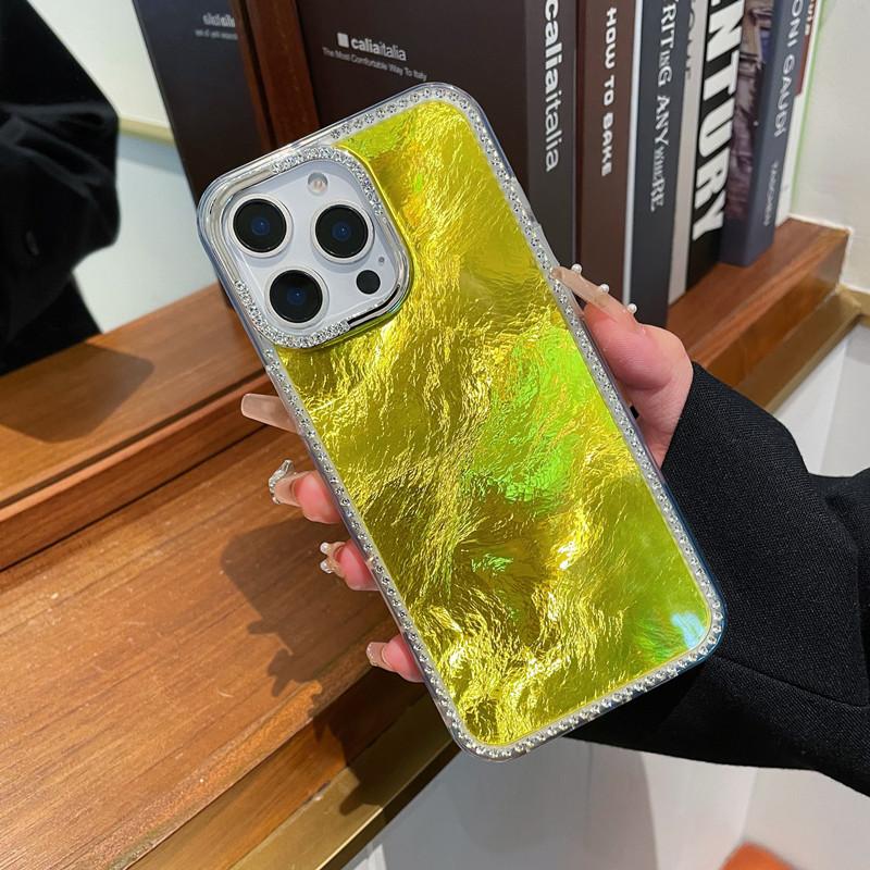 

Подходит для iPhone 16 Стразовый Градиент Перо Песок Чехол для телефона Apple 15 ProMax Лазерный Продвинутый Сенсор 14 Защитный Чехол iPhone16proMax