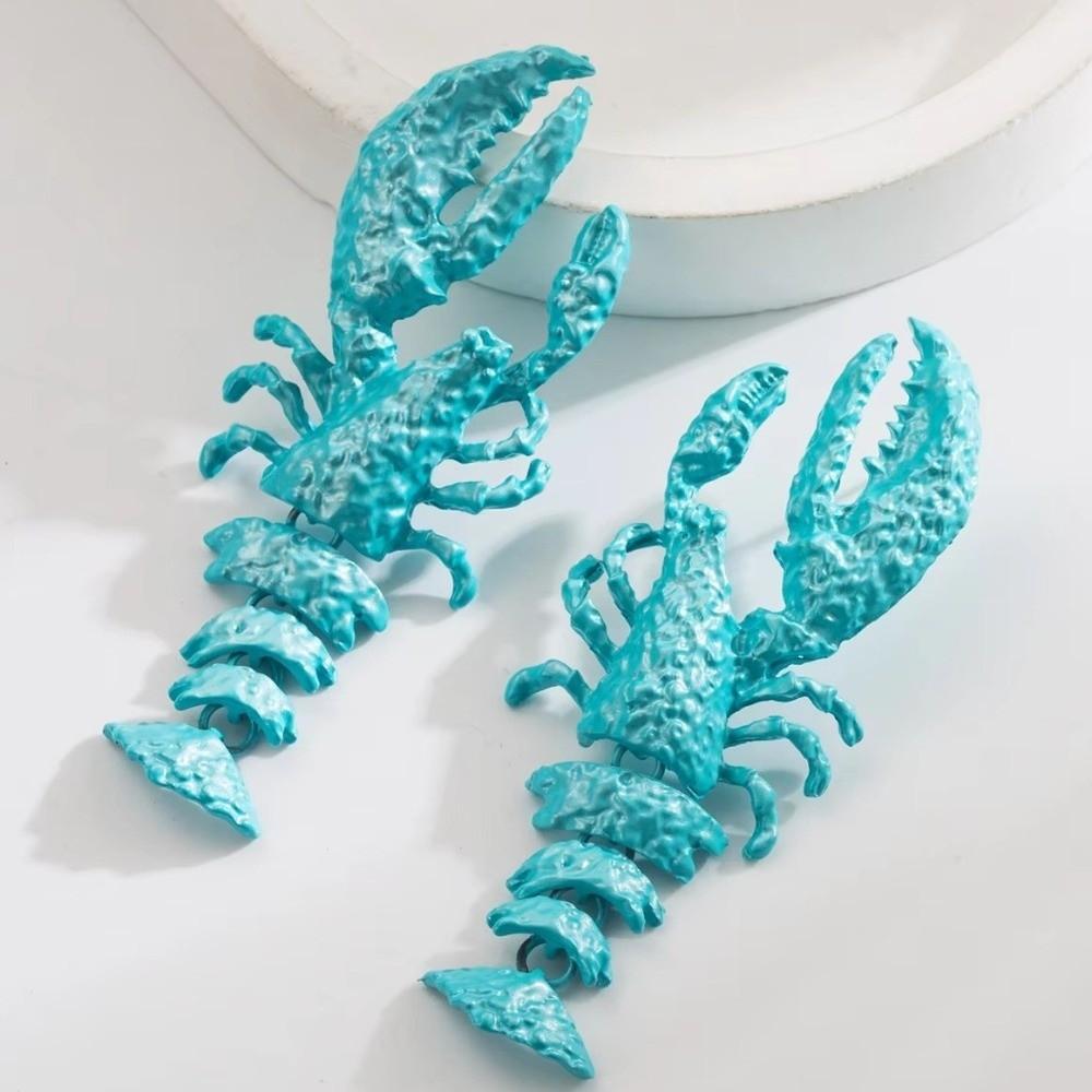 Large Size Lobster Earrings Spray-painted Animal Drop Earrings Women Accessories