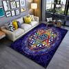 Area Rug, Star of David Flower of Life Sacred Geometry Blue Gold Rainbow Print, Meditation Room Decor, Non-Slip Mat