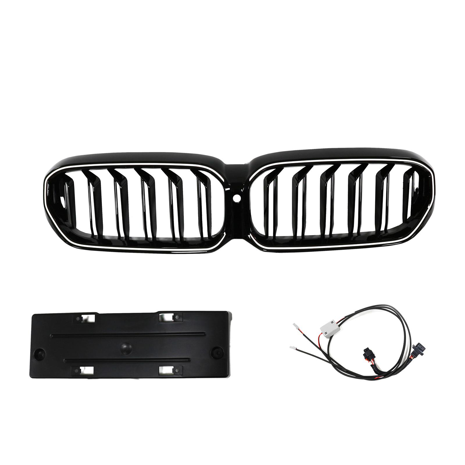 

Double Slat Front Kidney Grille compatible for BMW 5 Series G30 G38 2021-2024 w/ LED Light