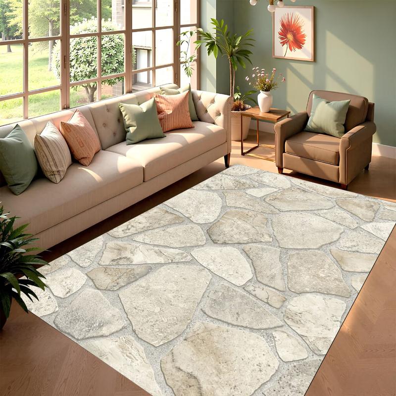 

Stone Pattern Living Room Rug Carpet Home Decoration Non Slip Floor Mat Nordic Style Modern Style Large Area Rug Bedroom Decor 40X60CM