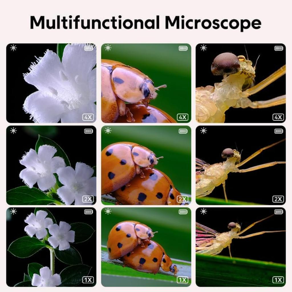 Pink and Purple Microscope Portable Digital Mini Microscope- Your Little Scientist Miniscope - STEM Toy for Age 7 8 9 10 11 12 Years Old Toddlers.