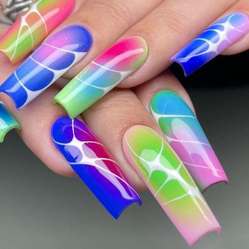 

European and American nail patches, long colored halo dye, wearable nail patches, fake nails, wearable nail patches
