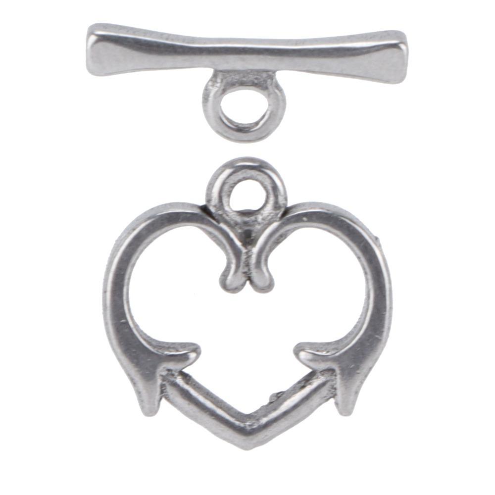 

20pcs T-Bar Design Toggle Clasps Heart Jewelry Accessory OT Necklace Clasps DIY Craft