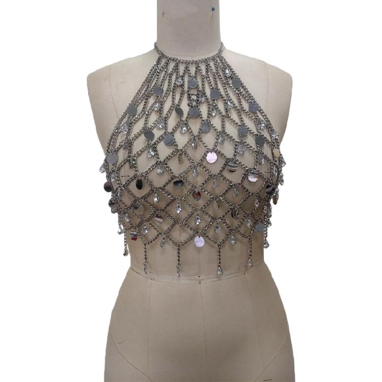 

Customizable Glittering Torso Harness Jewelry Allergy Resistant Alloy Material Suitable For Photoshoots Dances 1