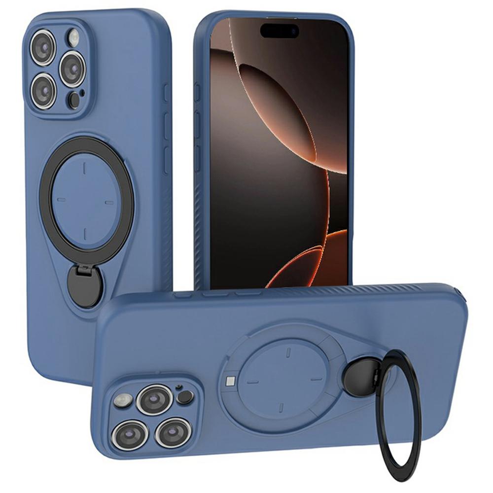 For iPhone 16 Pro Magnetic Case Rotating Kickstand TPU PC Phone Cover Compatible with MagSafe