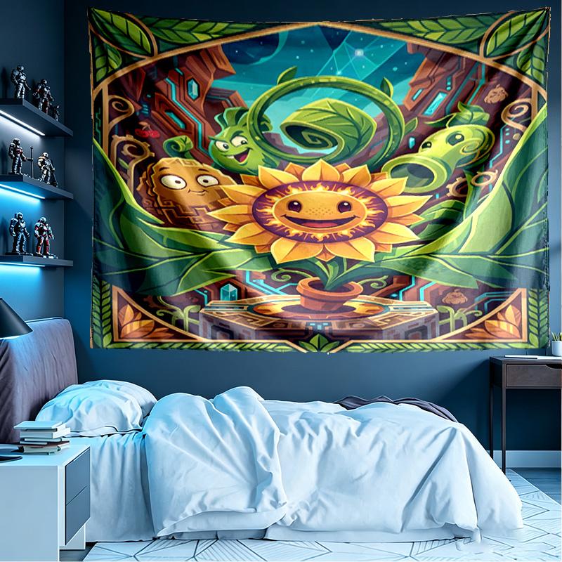 Plants VS Zombies Print Tapestry, Lightweight Wall Hanging, for Bedroom, Dorm, Living Room, Home Art Decor, Birthday Christmas Gift for Friends