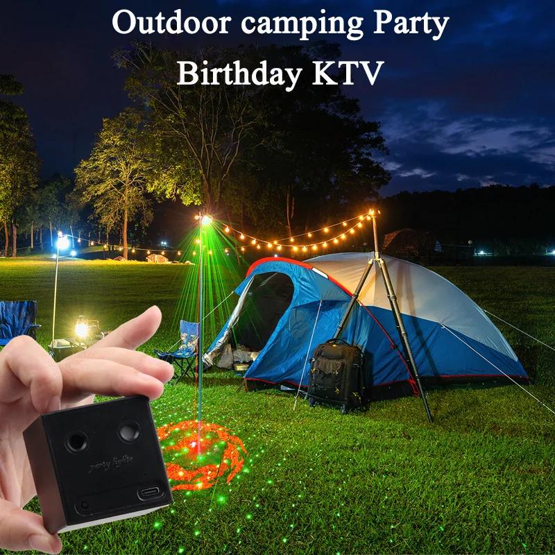 Rechargeable Battery R&G Projector Disco DJ Light 32 Patterns for Dance Bar Party Car Effect Christmas Decorate Stage Lamps