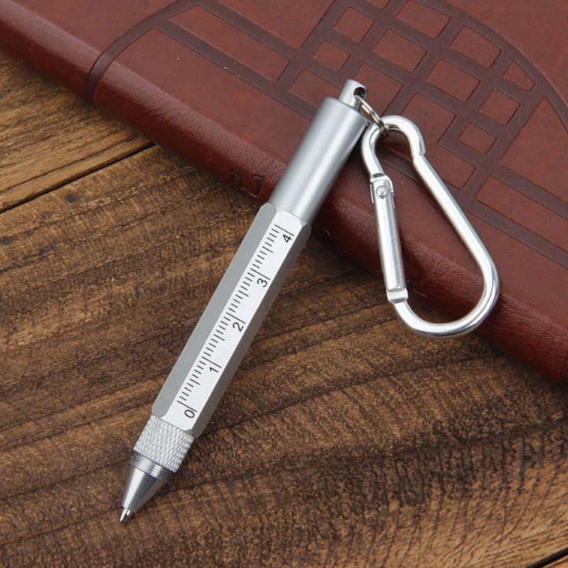 Multifunction Tool Pen Six-in-One Metal Pen Screwdriver Hexagonal Touch Screen Carabiner Small Scale