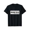 Men's PRESS Print Journalist T-Shirt - PRESS Lettering On Light Gray, Casual Short Sleeve Round Neck Tee Suitable for Press Events, Media Outfits,