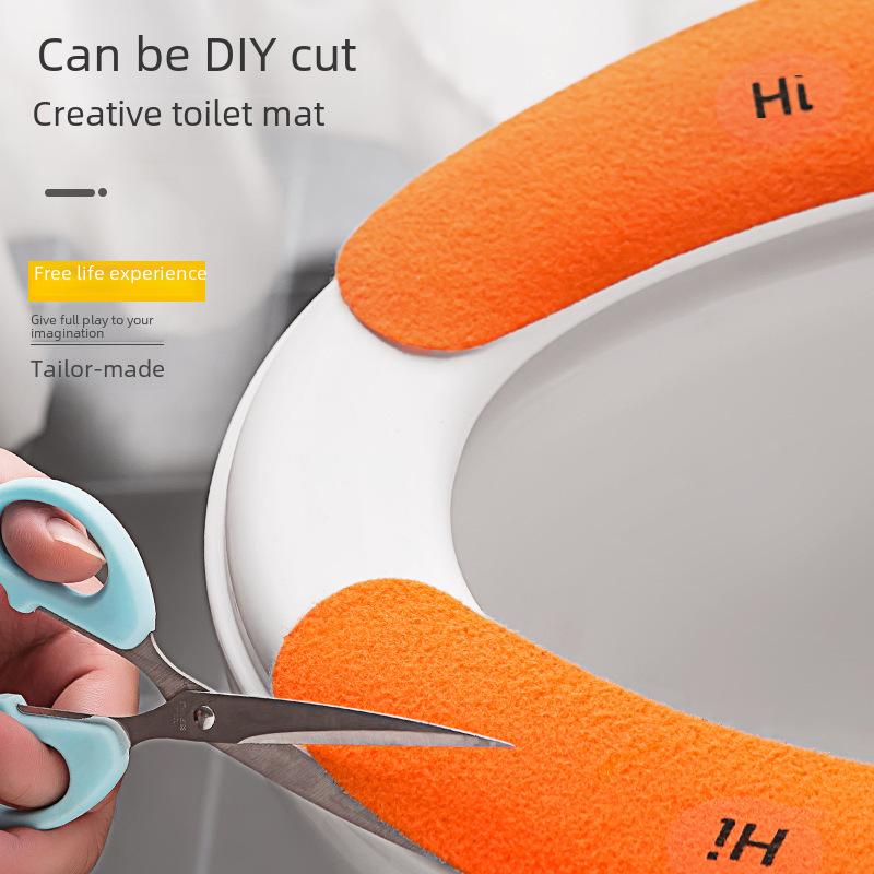 "Four Seasons Washable Cartoon Toilet Stickers - Universal, Cuttable, Adhesive Mat for Household Use"