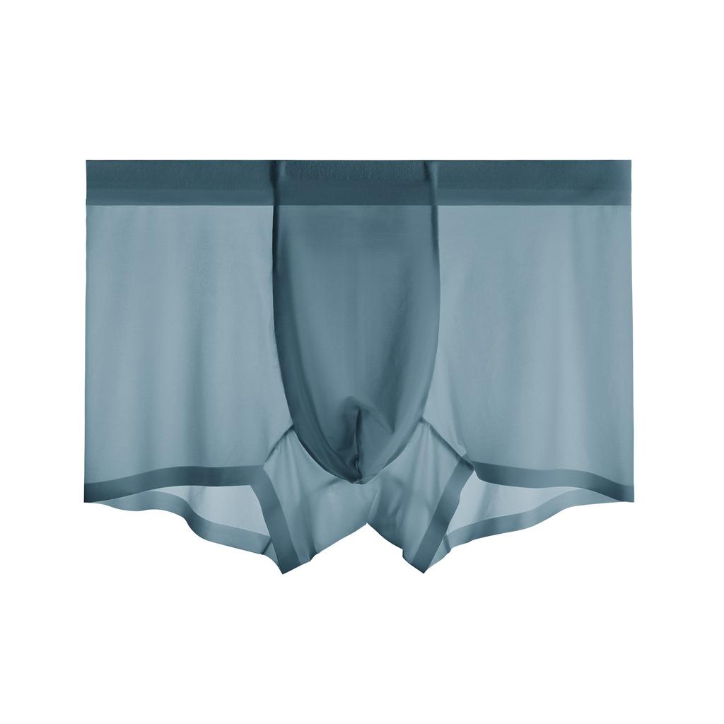 Summer Men Silk Cool Boxer Briefs Sexy Transparent Seamless Underwear