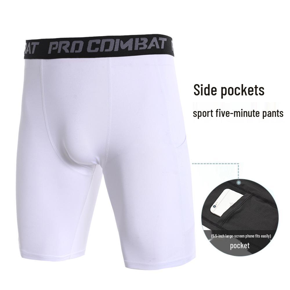 Lauf-Fitness-Kompressionsshorts mit Taschen, schweißableitend, schnelltrocknend und dehnbar