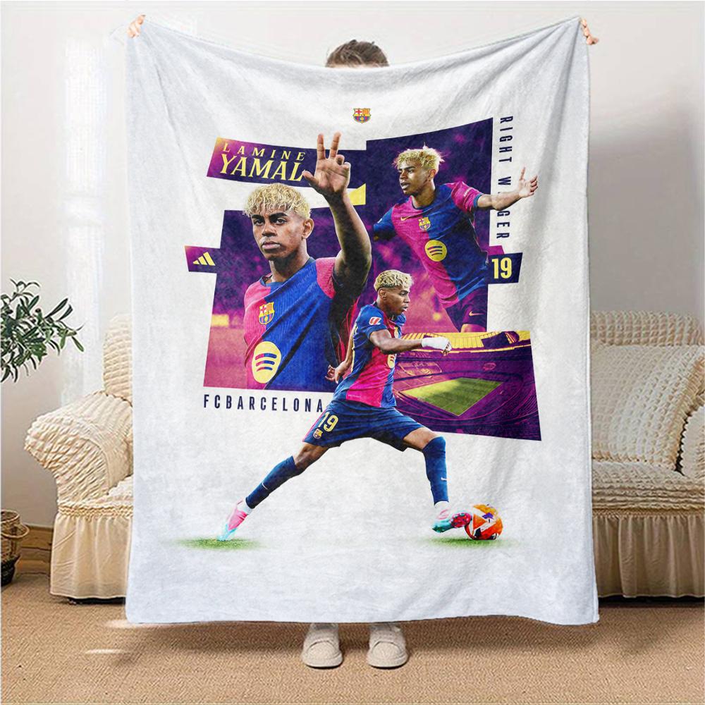 Yamal Fc Celebration Printed Flannel Breathable and Warm Blanket, a Stylish Home Gift, Suitable for Home, Office and Bedspread Use. 0710a11