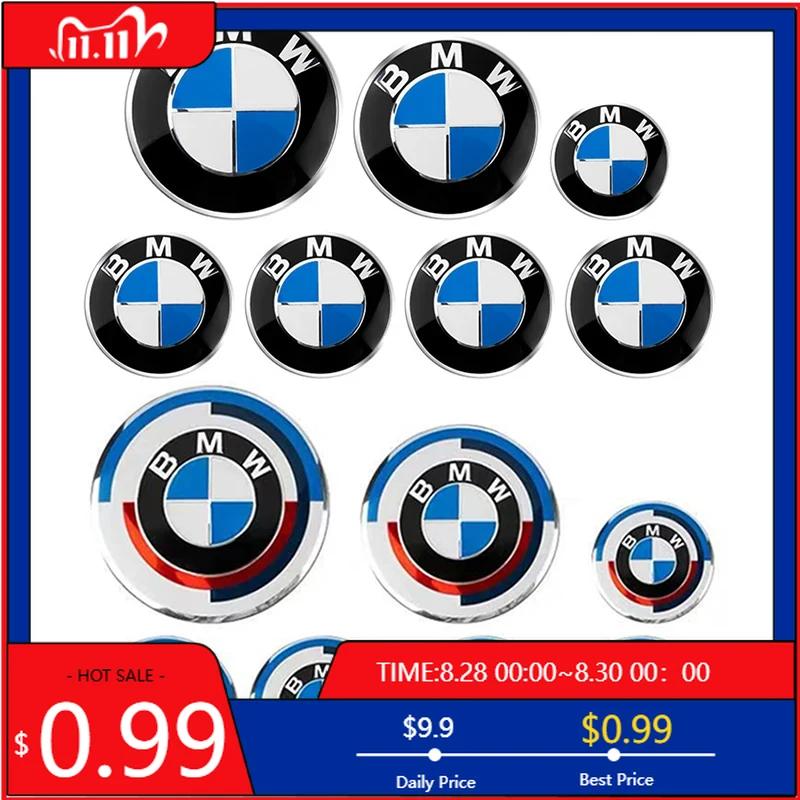 BABD1 For BMW 7pcs BMW Emblem Set 82mm 74mm 45mm 56mm 68mm Car Front Hood Logo Rear Trunk Badge Wheel Center Hub Caps Steering Wheel S