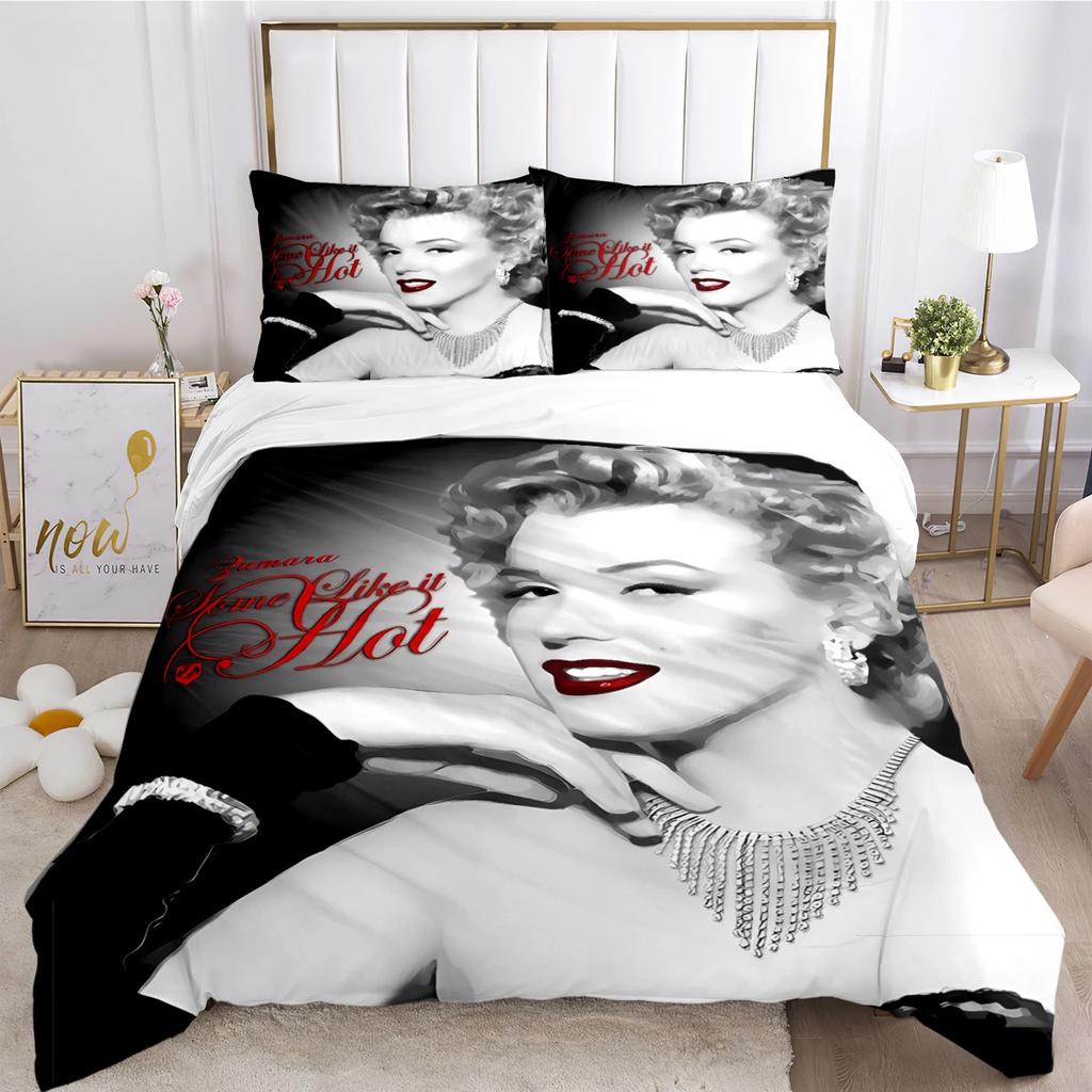 Marilyn Monroe Duvet Cover Soft Bedding Set with Pillowcases for Teens Single Double Queen King Size