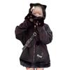 Hoodie with Cat Ears and Subculture Style Sickly Long Y2K with Check Cross [XHSUKADO] Zip-up Claws, Top, Women's Clothing, Cute, Sleeve, Spring,