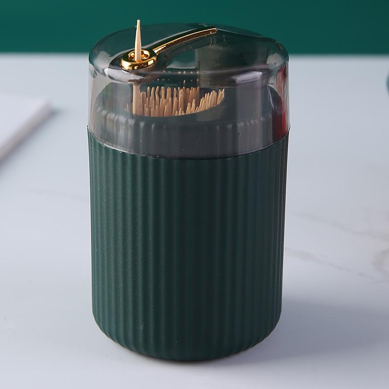 New In Automatic Toothpick Dispenser Portable Plastic Toothpick Holder Container Creative Press Toothpick Storage Box Organizer